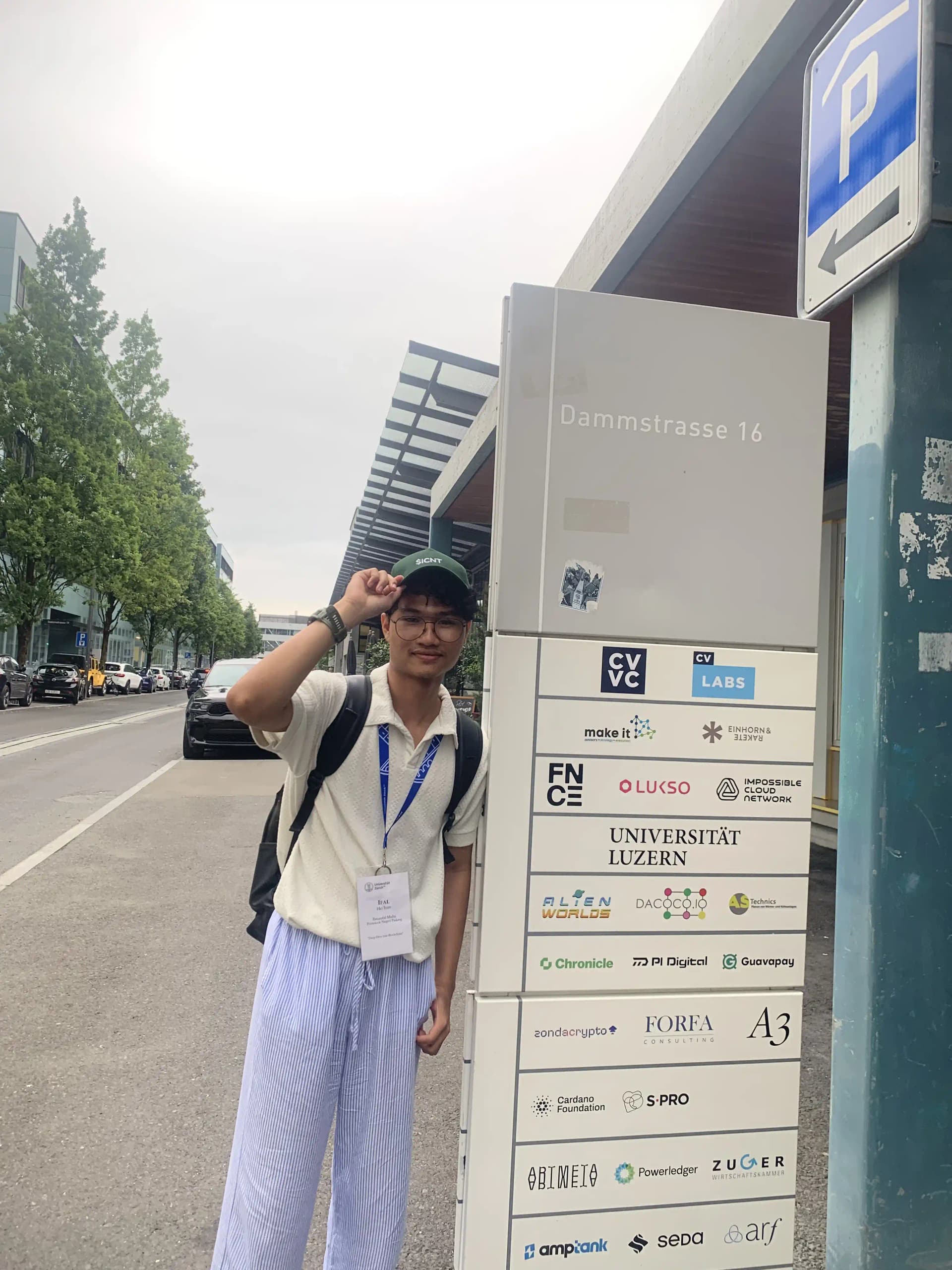 Ranaufal Muha in front of CV Labs Office